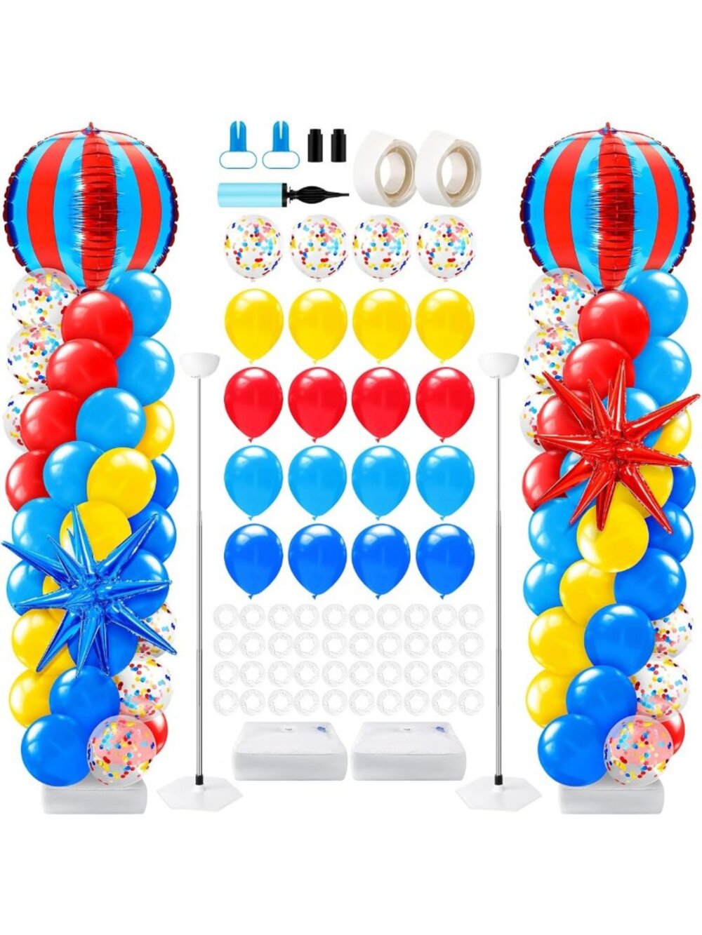 Carnival Balloon Column Stand Kit - Circus Theme Birthday Party Supplies, Red